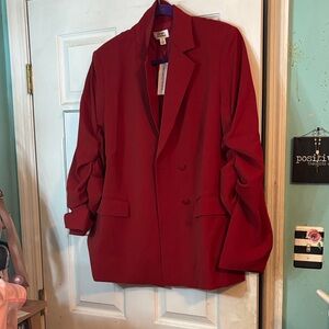 NWT  Red Double-Breasted Blazer Jacket Size Medium By The Drop
